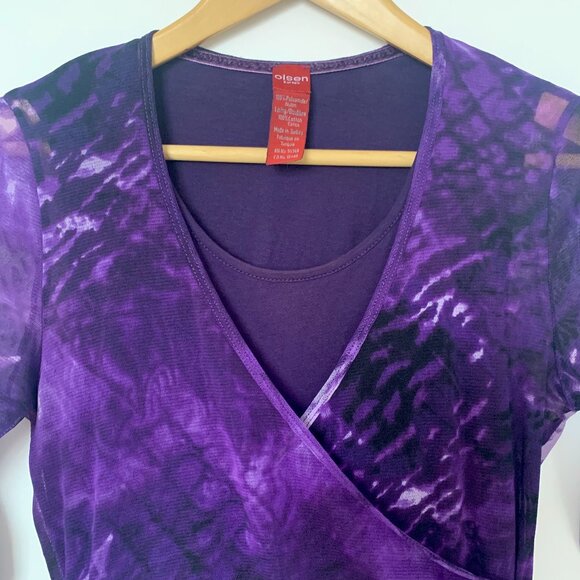 Vintage Olsen Y2K Purple Mesh Wrap Top Whimsigoth Witchy Fairy Sultry Boho Cyber - Picture 6 of 16